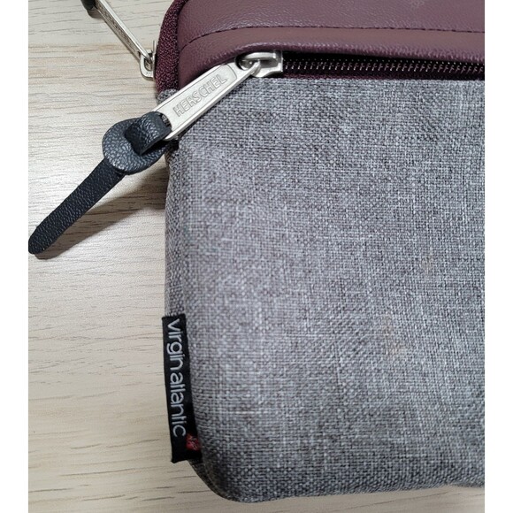 Herschel Supply Make Up Bag Virgin Atlantic Toiletry Cosmetic Zip Pouch Gray - Picture 2 of 8